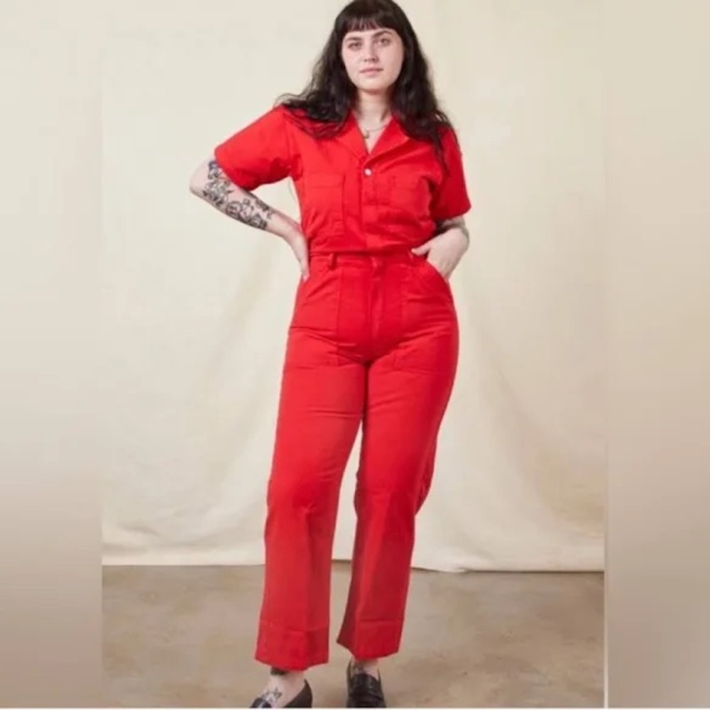NWT Big Bud Press Mustang Red Short Sleeve Jumpsuit